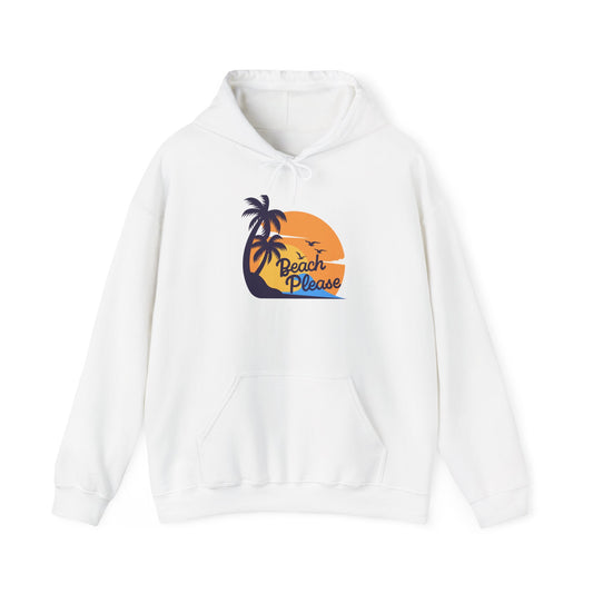 Beach Please Hooded Sweatshirt, Unisex Summer Hoodie, Vacation Apparel, Relaxed Beachwear, Gift for Her, Fun Beach Day Outfit