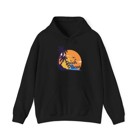 Beach Please Hooded Sweatshirt, Unisex Summer Hoodie, Vacation Apparel, Relaxed Beachwear, Gift for Her, Fun Beach Day Outfit